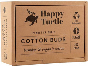 Happy Turtle Organic Cotton & Bamboo Cotton Buds – 200 Pack