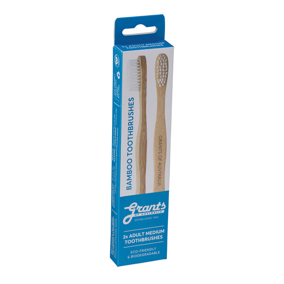 Toothbrush Bamboo Adult Medium 2 pack - Grants of Australia